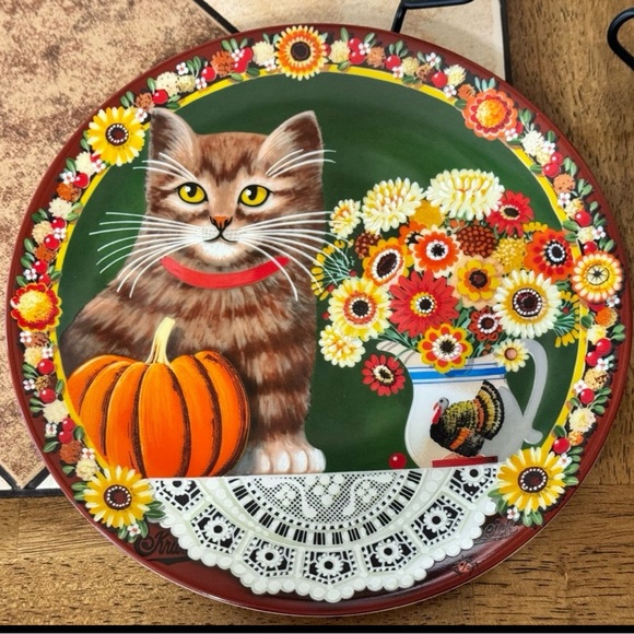 PUMPKIN CAT by THADDEUS KRUMEICH. COLLECTORS PLATE. UNCLE TADS HOLIDAY CATS - Picture 4 of 9